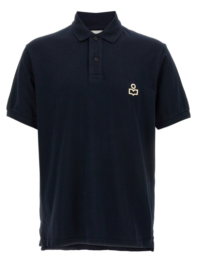 Shop Isabel Marant Logo Embroidered Polo Shirt In Navy