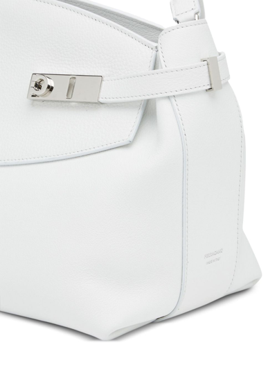 Ferragamo Small Hug Leather Crossbody Bag In White