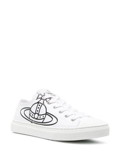 Shop Vivienne Westwood Orb-print Canvas Sneakers In White