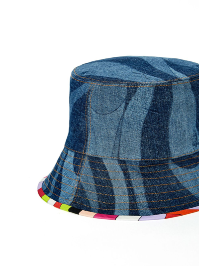 Shop Pucci Denim Cotton Bucket Hat In Blue