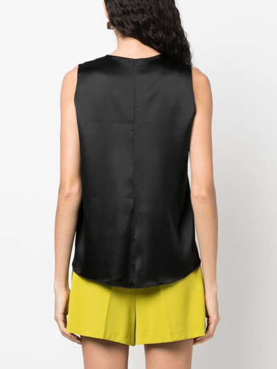 Shop Blanca Vita V-neck Satin Tank Top In Black