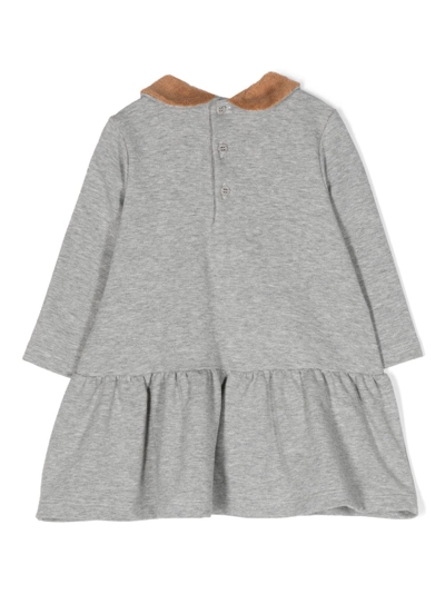 Shop Il Gufo Patch-detail Cotton Dress In Grey