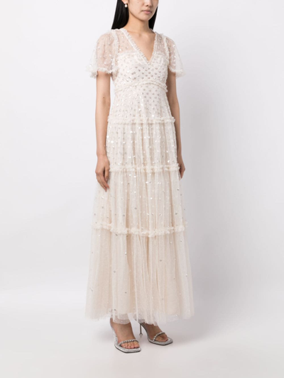 Shop Needle & Thread Thea Sequin-embellished Gown In White
