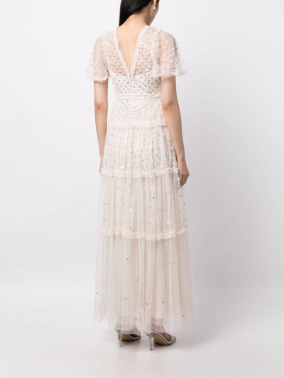 Shop Needle & Thread Thea Sequin-embellished Gown In White