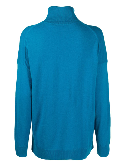 Shop Chinti & Parker High-neck Long-sleeves Knit Sweater In Blue