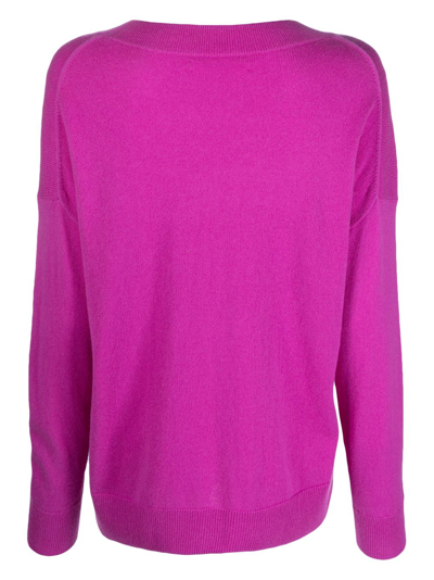 Shop Chinti & Parker Long-sleeve Fine-knit Sweater In Purple