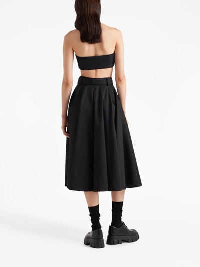 Prada Re-nylon Belted Midi Skirt In Black