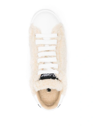 Dolce & Gabbana Leather Flatform Low-top Sneakers In White