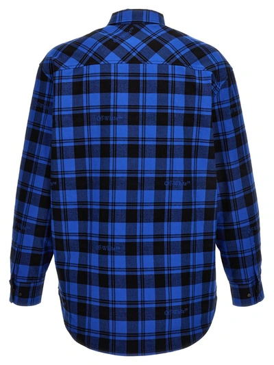Off-white Checkered Lined Flannel Overshirt In Blue