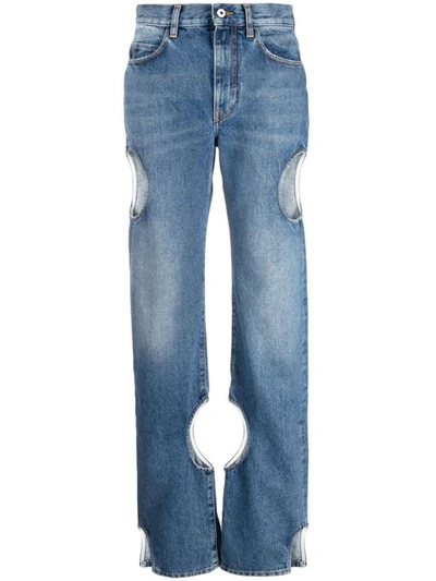 Shop Off-white Off White Meteor Hole-detail Jeans In Blue