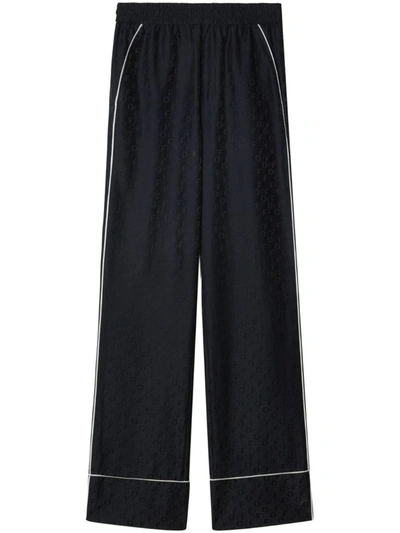 Shop Off-white Off White Straight-leg Pyjama-inspired Trousers In Black