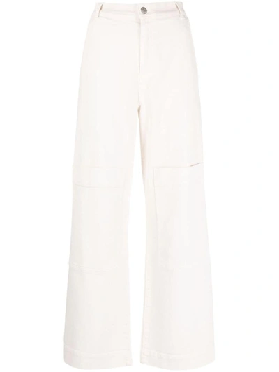 Shop P.a.r.o.s.h . Multiple-pockets High-waisted Trousers In Panna