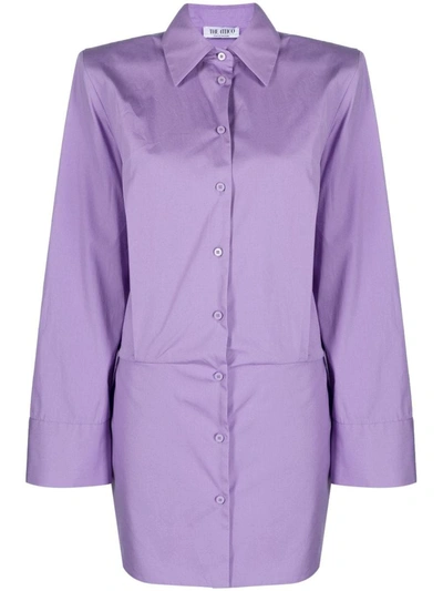 Shop Attico The  Margot Cotton Shirt Dress In Lilac