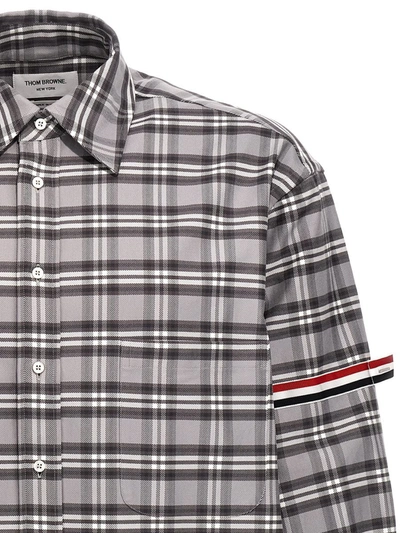 Shop Thom Browne Check Shirt In Gray