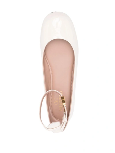 Shop Valentino Garavani Tan-go Patent Leather Ballet Flats In White