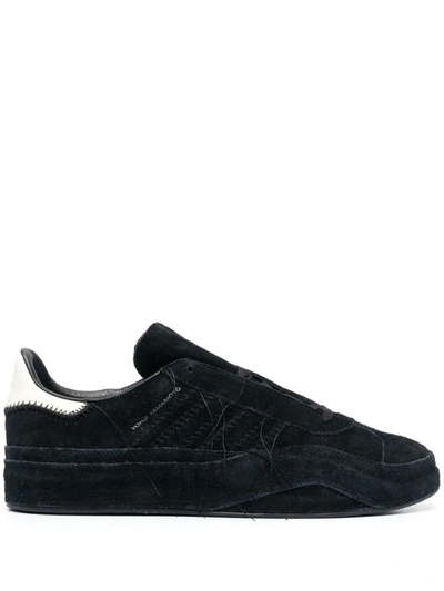 Shop Y-3 Gazelle Leather Sneakers In Black