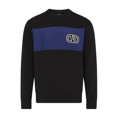 Shop Valentino Vlogo Signature Sweatshirt In Nero_blu