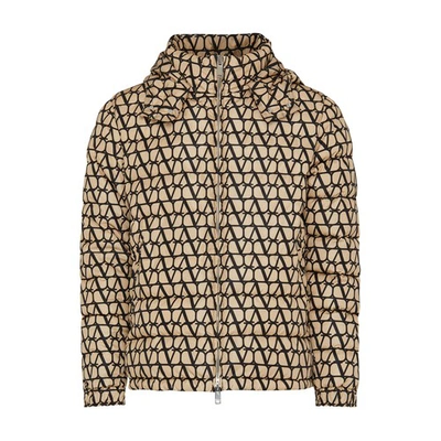 Shop Valentino Iconographic Canvas Print Down Jacket In St_toile_iconograph