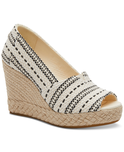 Shop Toms Women's Michelle Recycled Peep-toe Espadrille Wedges In Natural Chunky Global Woven