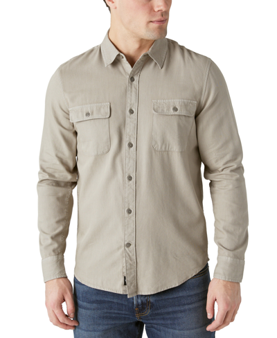 Shop Lucky Brand Men's Lived-in Long Sleeve Workwear Shirt In Silver Sage