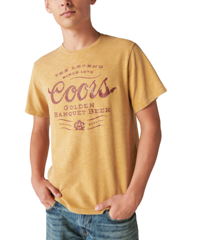 Shop Lucky Brand Men's Coors Western Crewneck T-shirt In Honey Mustard