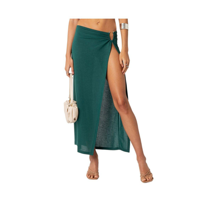 Shop Edikted Women's Nyssa Wrap Midi Skirt In Green