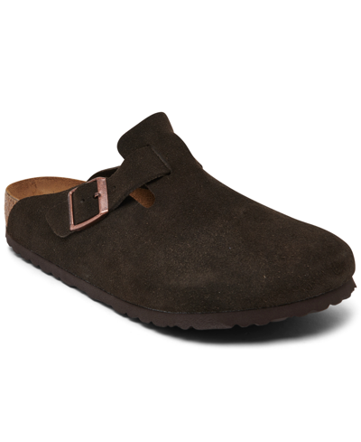 Shop Birkenstock Men's Boston Soft Footbed Suede Leather Clogs From Finish Line In Brown