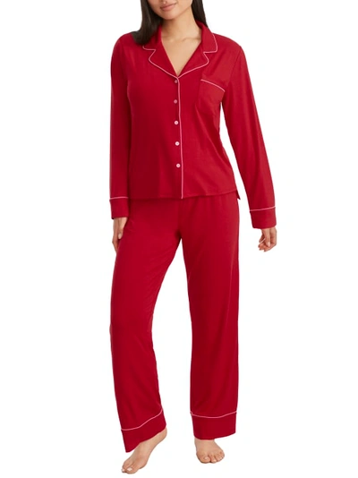 Shop Bare The Cooling Piped Pajama Set In Goji Berry
