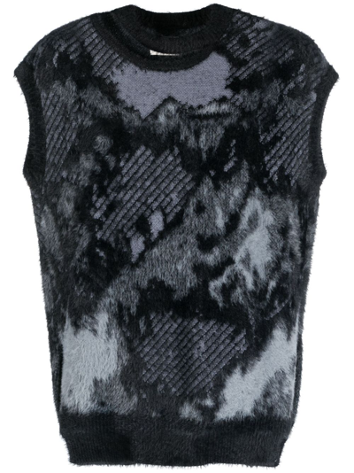 Shop Feng Chen Wang Grey Crew Neck Knitted Vest Top