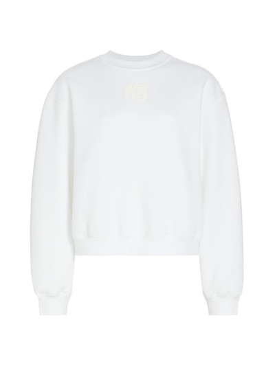 Shop Alexander Wang T Women's Essential Terry Logo Crewneck Sweatshirt In White