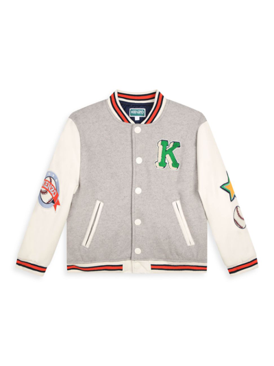 Shop Kenzo Little Boy's & Boy's Varsity Bomber Jacket In Light Grey