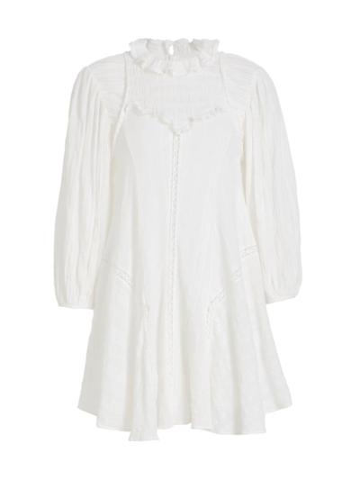 Shop Isabel Marant Étoile Women's Isma Smocked Ruffle Minidress In White