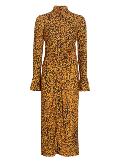 Shop Altuzarra Women's Claudia Midi-dress In Golden Ochre Feather