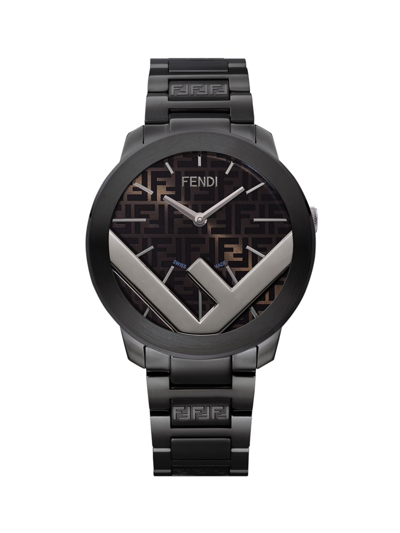 Shop Fendi Men's 41mm F Stainless Steel Watch In Nero