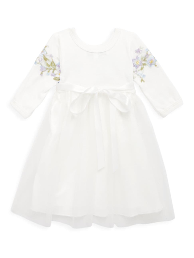 Shop Joan Calabrese Baby Girl's & Little Girl's Embroidered Long-sleeve Dress In Ivory