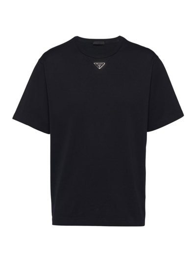 Prada Triangle Logo Oversized T-shirt In Black