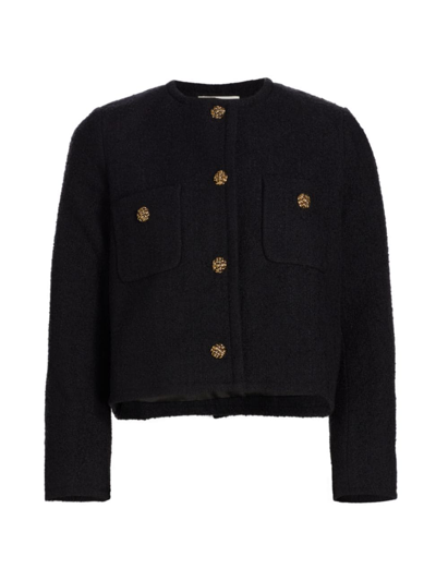 Shop Ba&sh Women's Meredith Tweed Cotton-blend Jacket In Noir