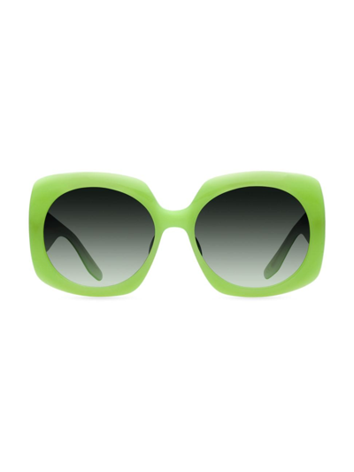 Shop Barton Perreira Women's  X Sarah Hoover Delia 57mm Hexagonal Sunglasses In Lime Light