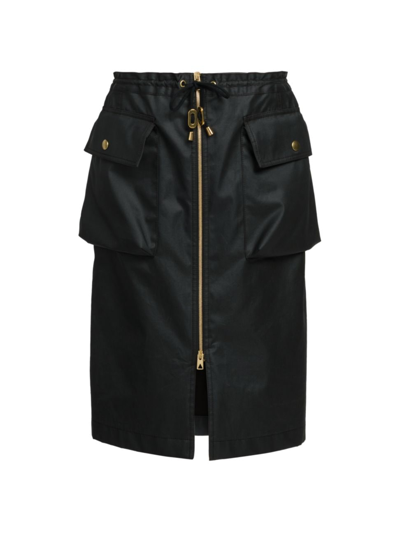 Shop Bottega Veneta Women's Coated Cargo Midi-skirt In Black Fondant
