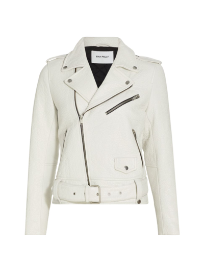 Shop Ena Pelly Women's Whitney Leather Biker Jacket In Vintage White