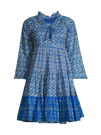Shop Ro's Garden Women's Sadie Printed Mini Dress In Blue Multi