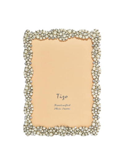 Shop Tizo Pearl Jeweled Frame In Silver Pearl