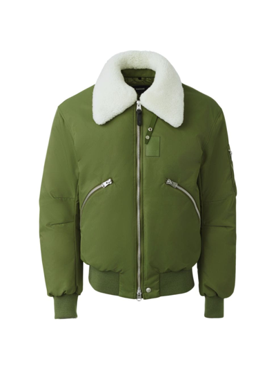 Shop Mackage Men's Francis Down Bomber Jacket In Light Military
