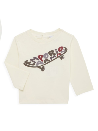 Shop Emporio Armani Baby's Logo Long-sleeve T-shirt In Cream