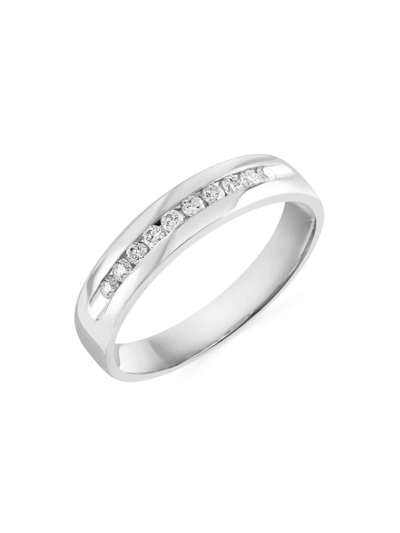 Shop Saks Fifth Avenue Men's Collection Diamond & 14k White Gold Ring In Silver