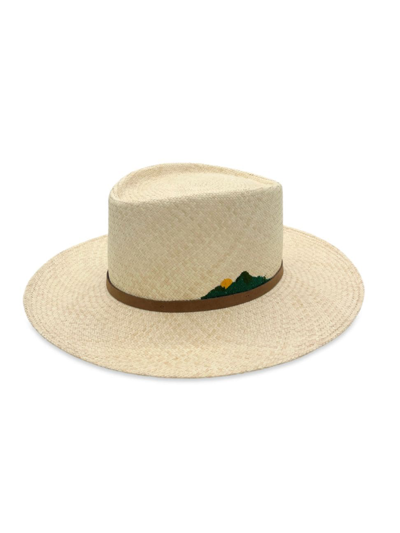 Shop Freya Women's Mountain Embroidery Straw Hat In Natural
