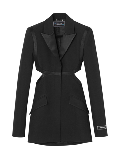 Shop Versace Women's Cut-out Wool Jacket In Black