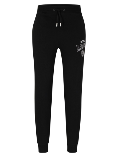 Shop Hugo Boss Men's Boss X Nfl Cotton-terry Tracksuit Bottoms With Collaborative Branding In Black