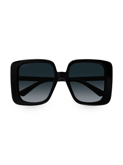 Shop Gucci Women's 80s Monocolor 55mm Butterfly Sunglasses In Black