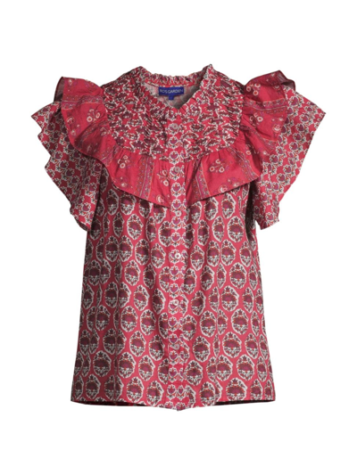 Shop Ro's Garden Women's Denver Ruffled Shirt In Pink Multi